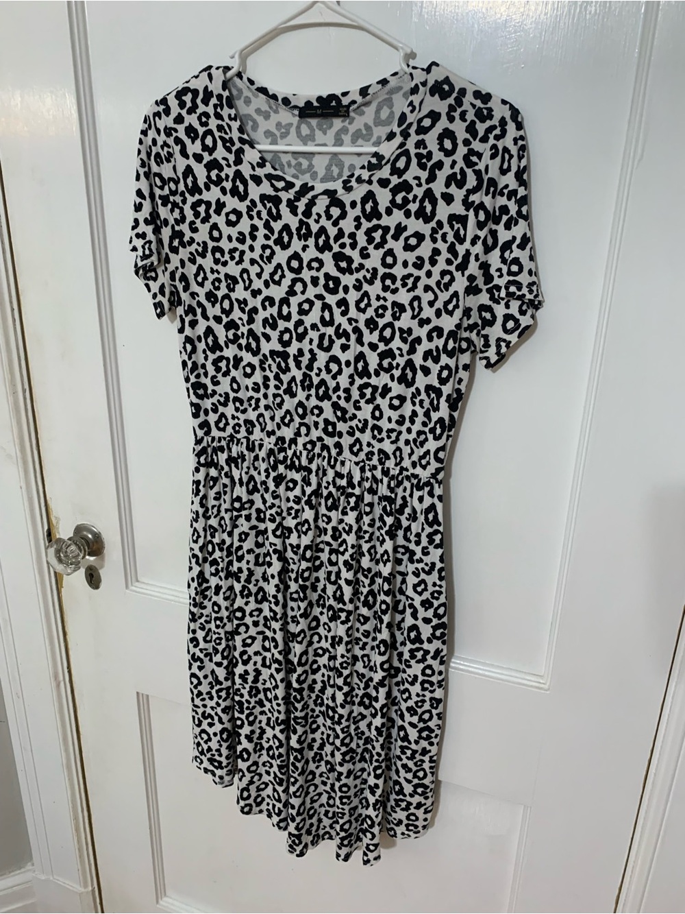 Animal Print Midi Dress in White & Black Size Medium
